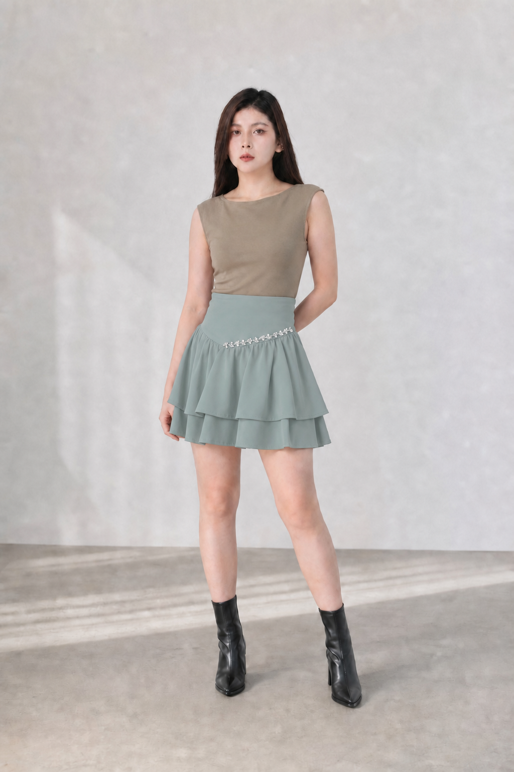 High Waist Decorative Diamond Skirt Pants 34664