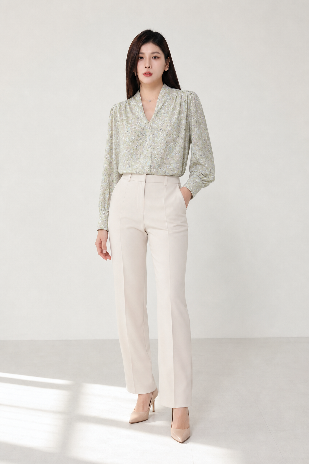 Flower Pattern Long Sleeve Top 14760