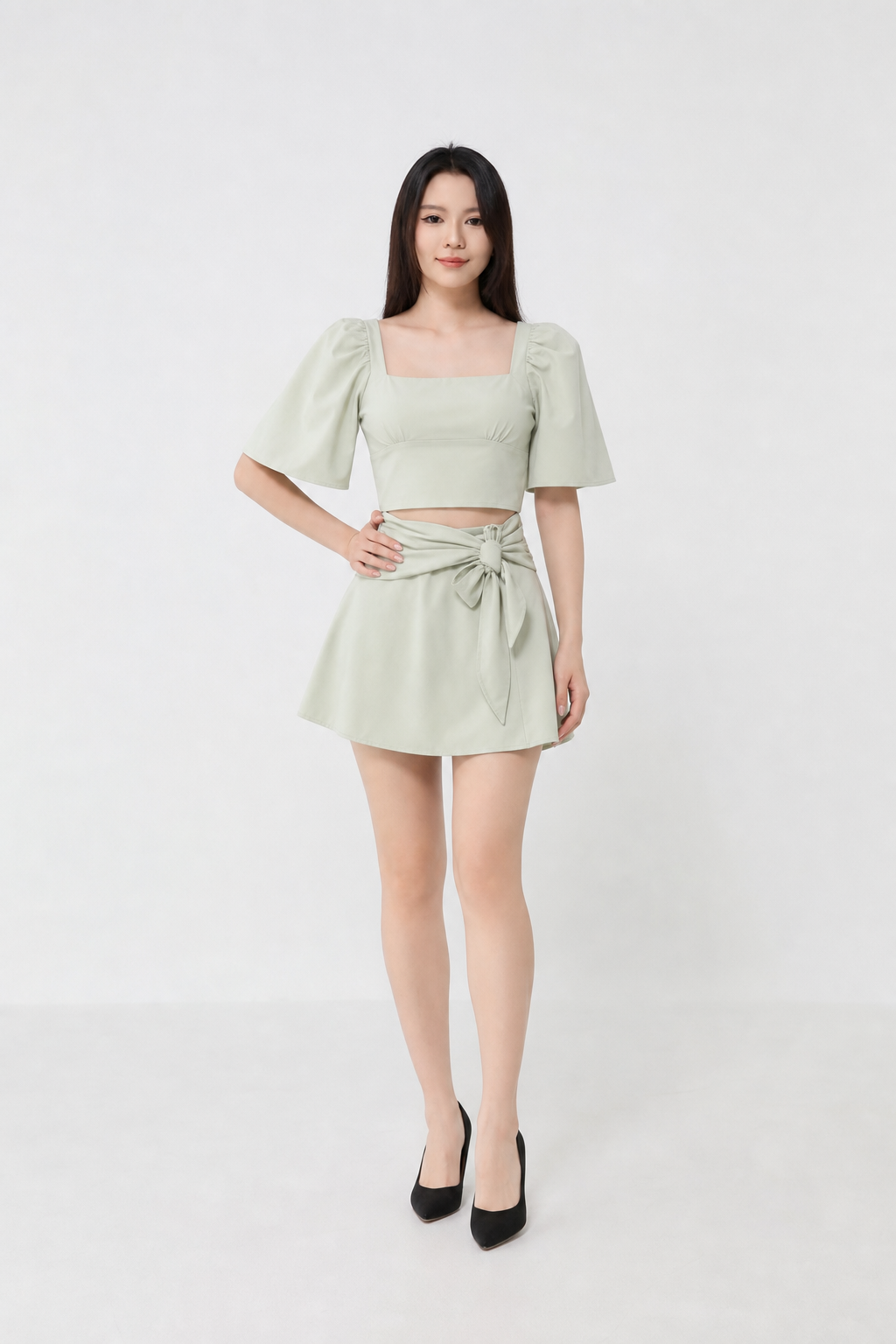 Off Shoulder Polyester Set 15576