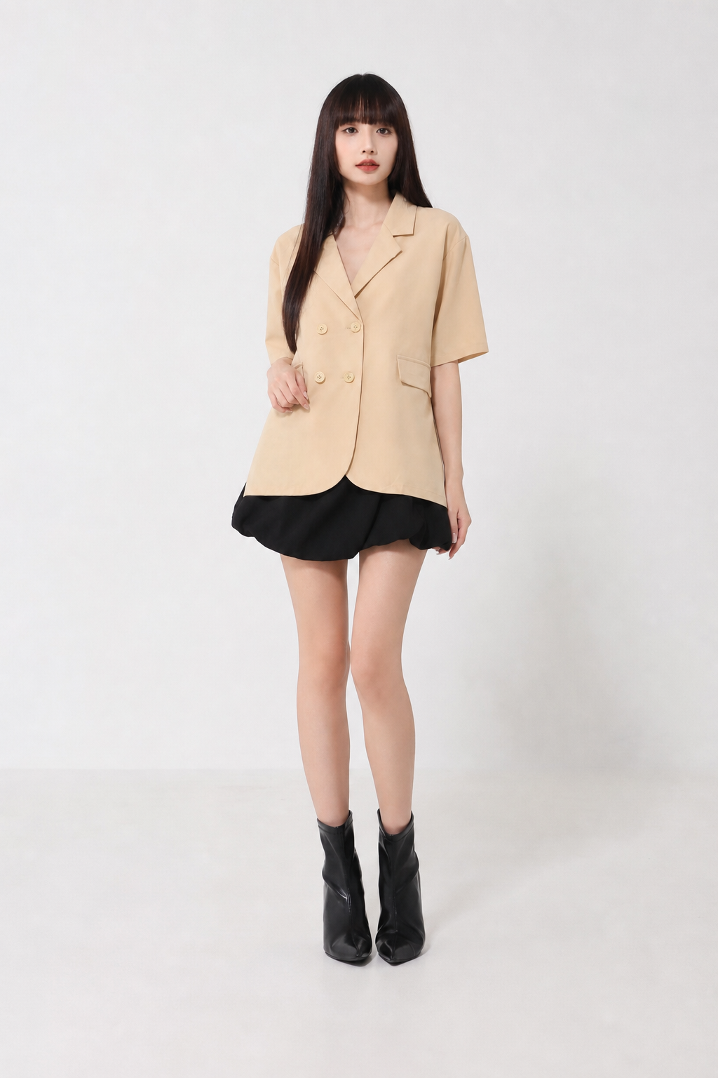 Collar Short Sleeve Outerwear 16660