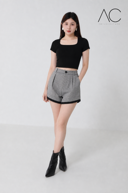 High Waist Checker Short Pants 