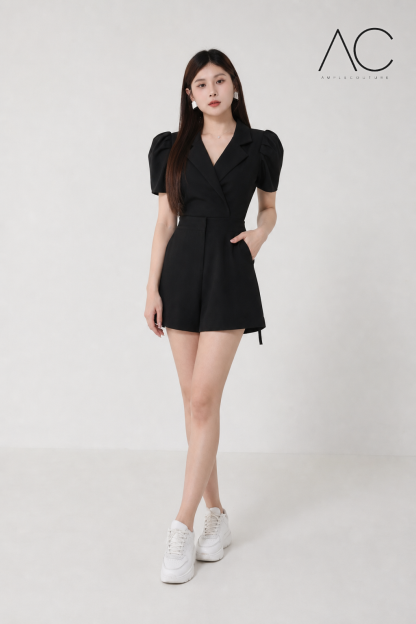 Waist Drawstring Hole Collar Top 