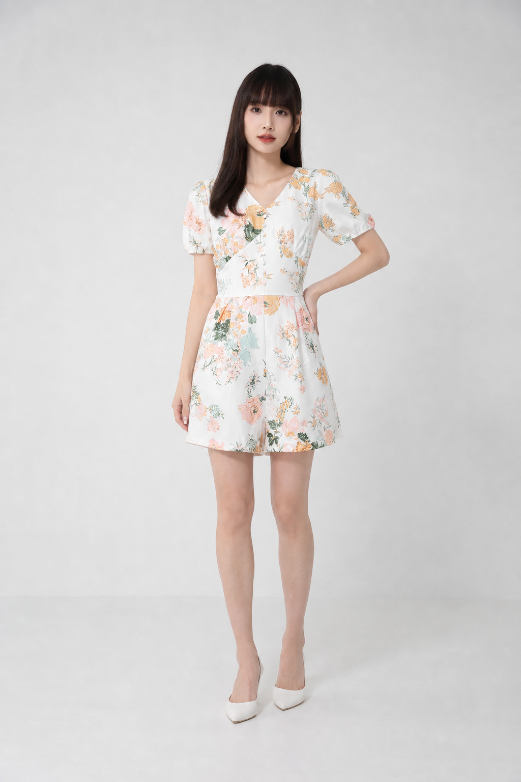 Floral Puff Sleeve Jumpsuit 20132