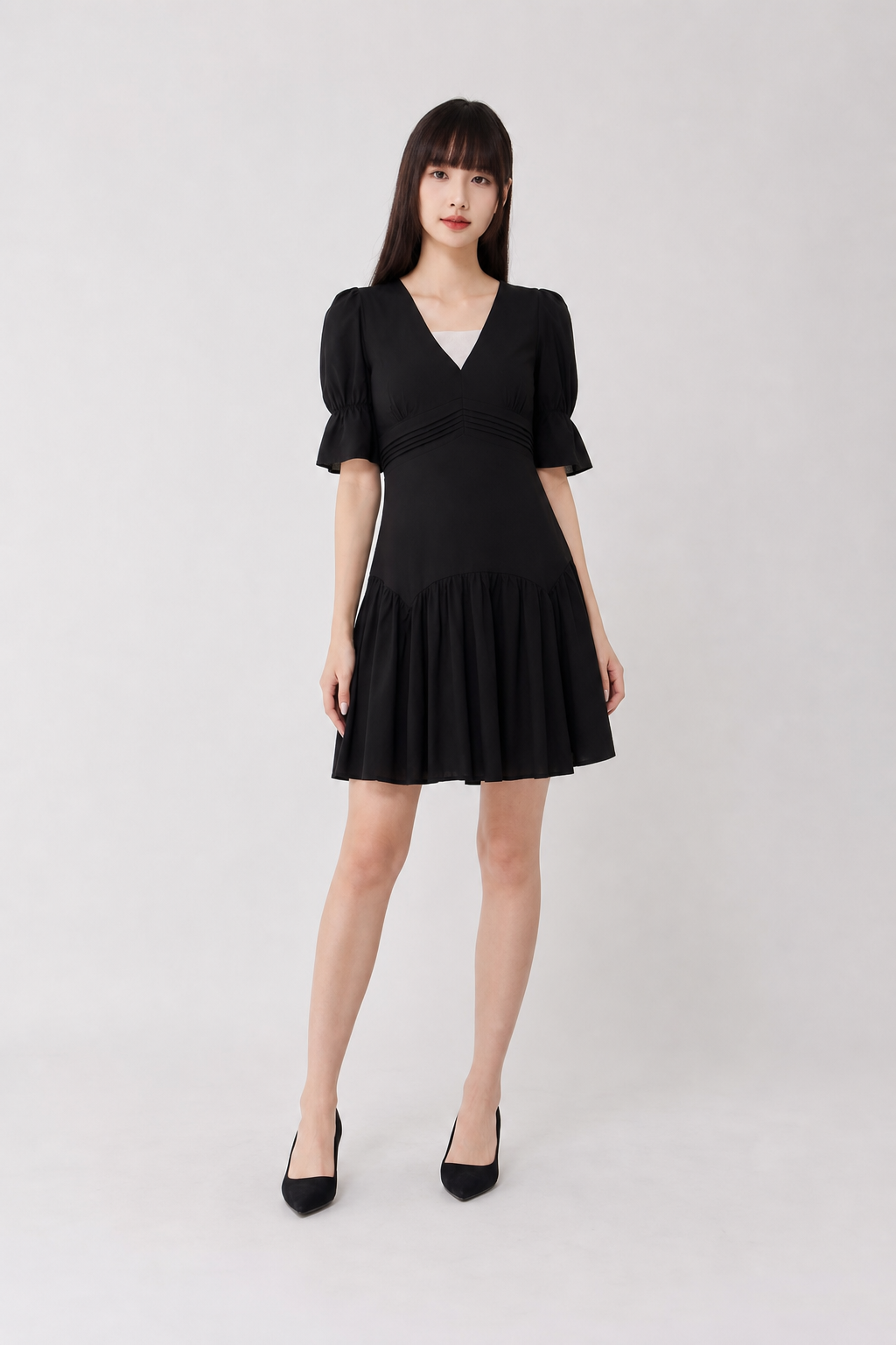 V Neck Long Sleeve Dress 20204