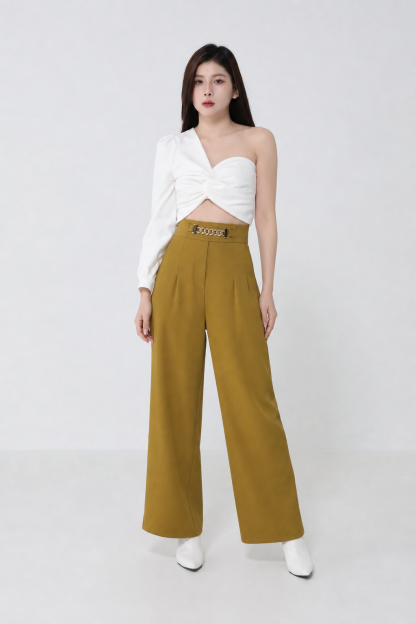 Middle Twist Without Sleeve One Side Long Sleeve Top 