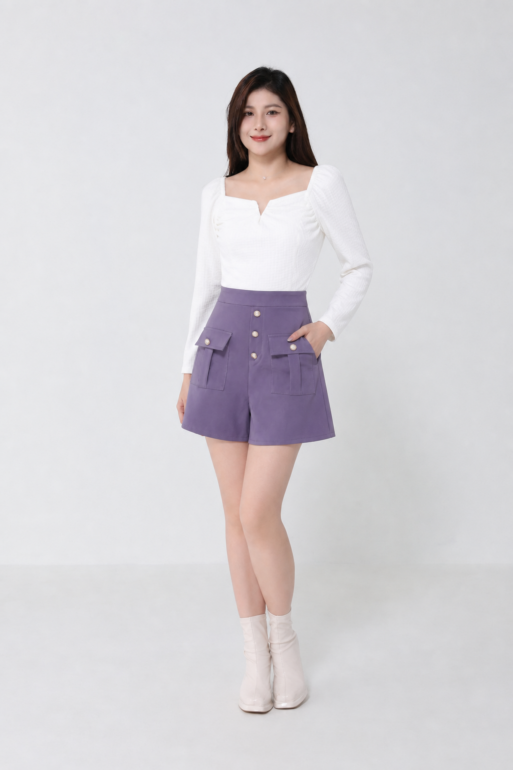 Two Tone Long Sleeve Jumpsuit