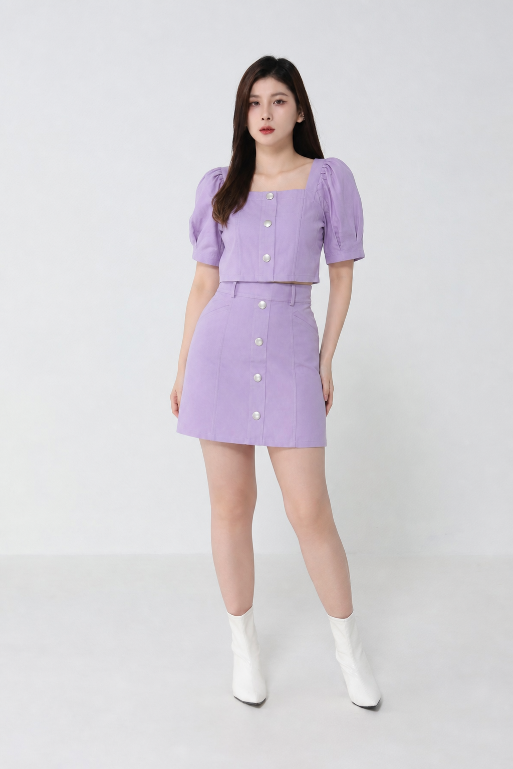 Square Neck Puff Sleeve Set 