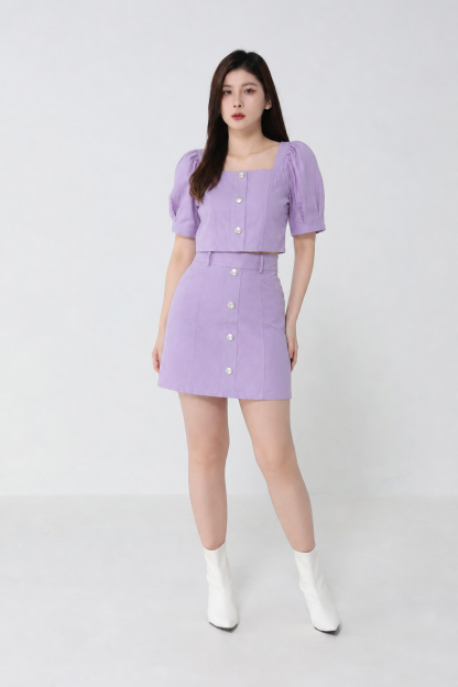 Square Neck Puff Sleeve Set 