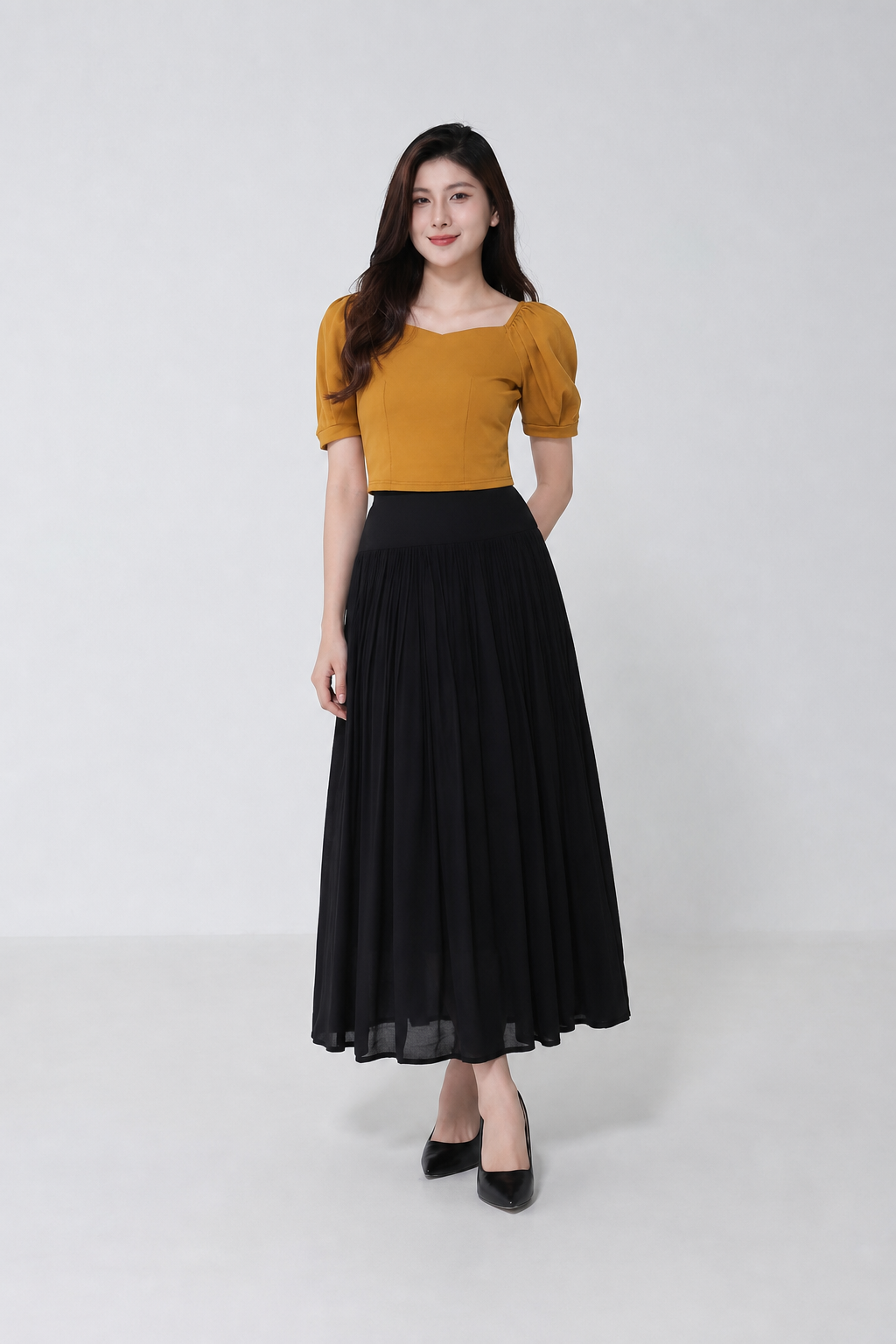 Sweetheart Neckline Plain Top 