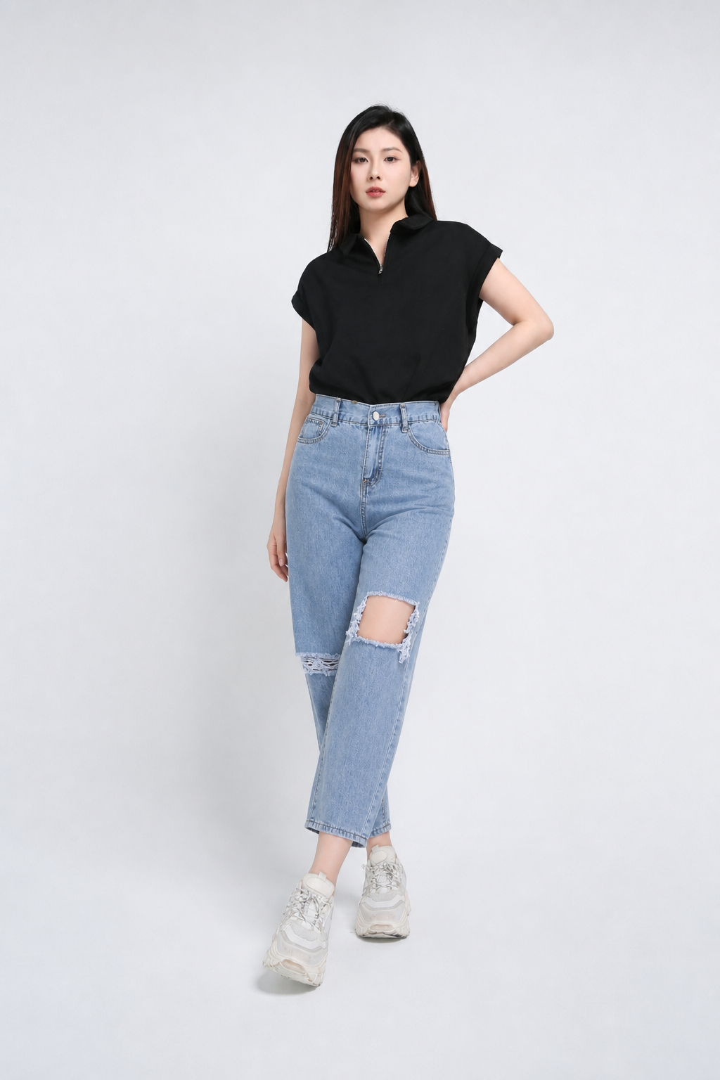 Denim Ripped Long Pants