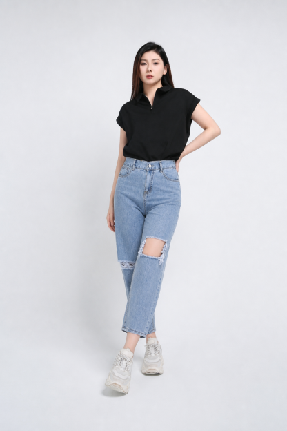 Denim Ripped Long Pants 
