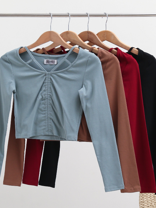 Long Sleeve Front Drawstring Top 22721