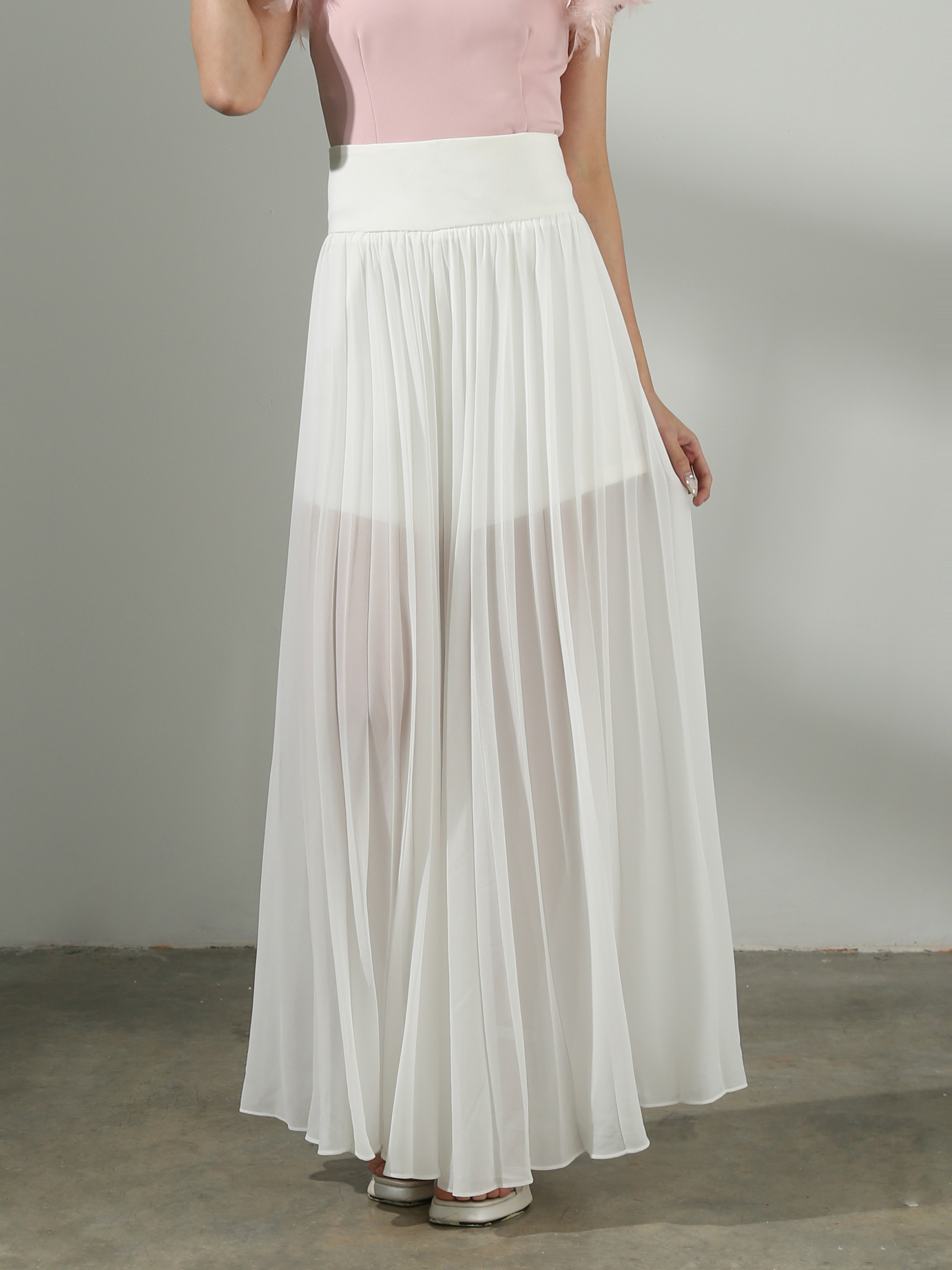 High Waist Pleated Long Skirt AC417