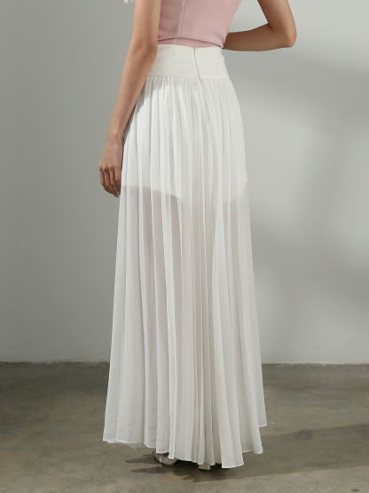 High Waist Pleated Long Skirt AC417