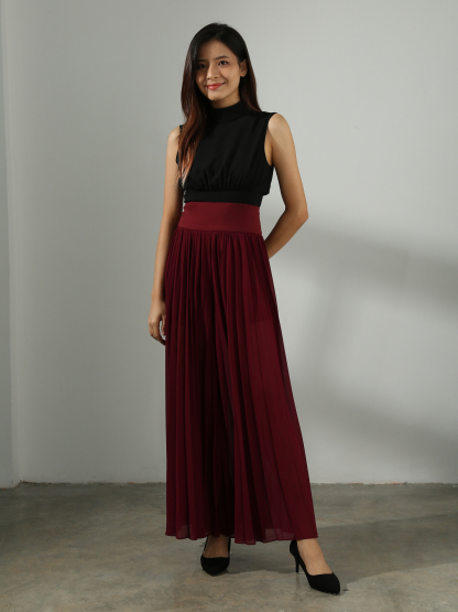 High Waist Pleated Long Skirt AC417