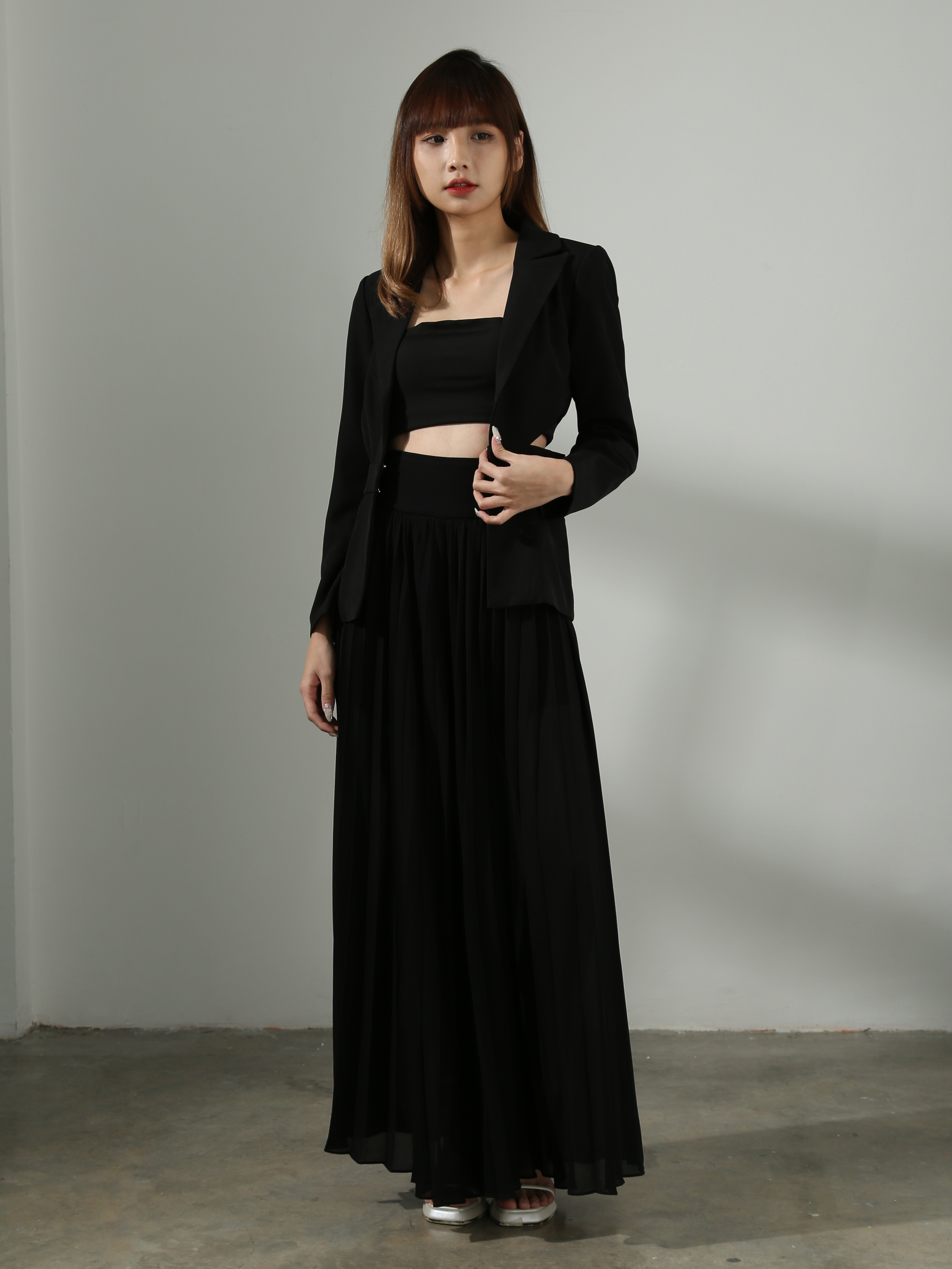 High Waist Pleated Long Skirt AC417