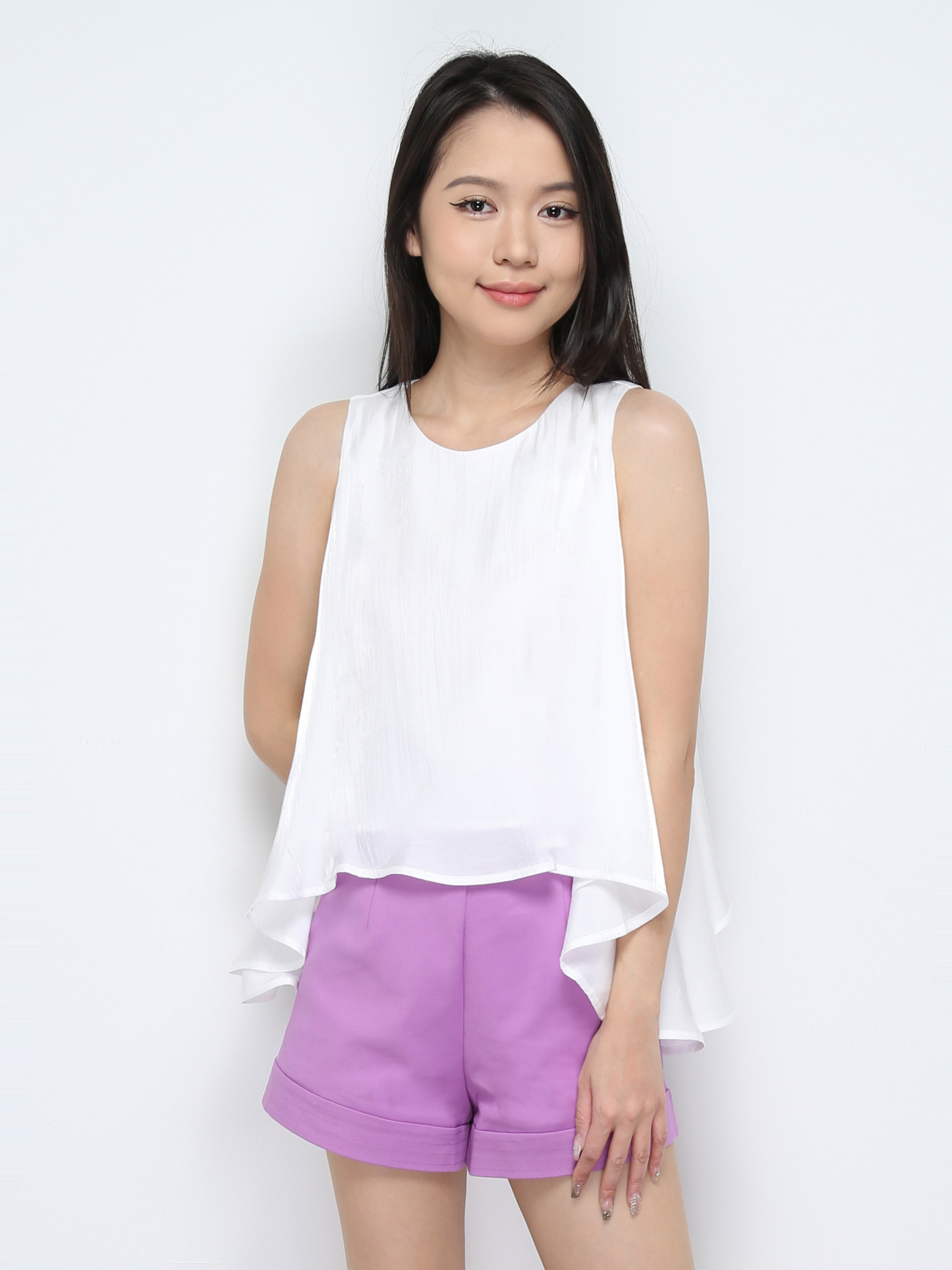 Sleeveless Front Short Back Long Top 30347