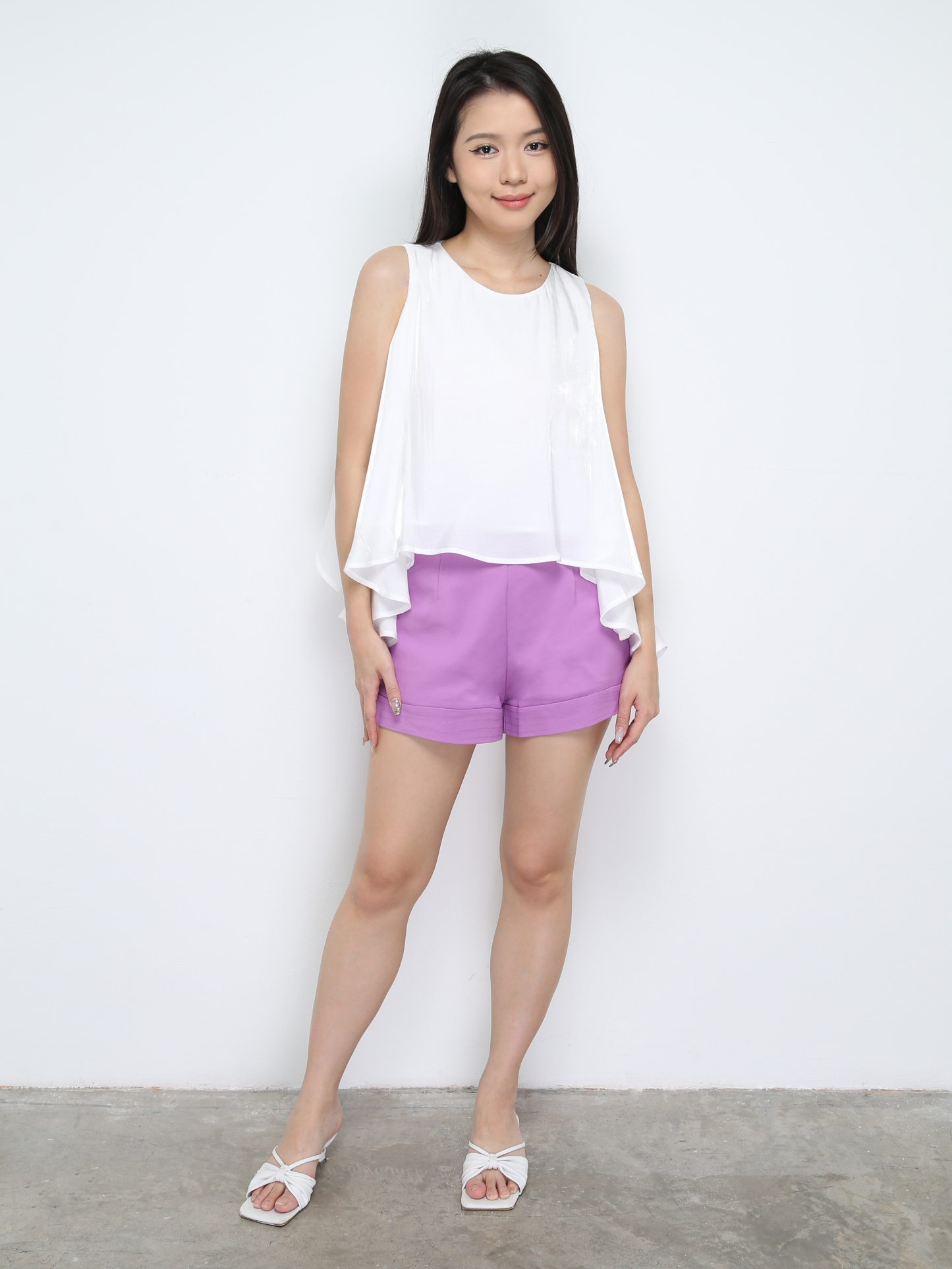 Sleeveless Front Short Back Long Top 30347