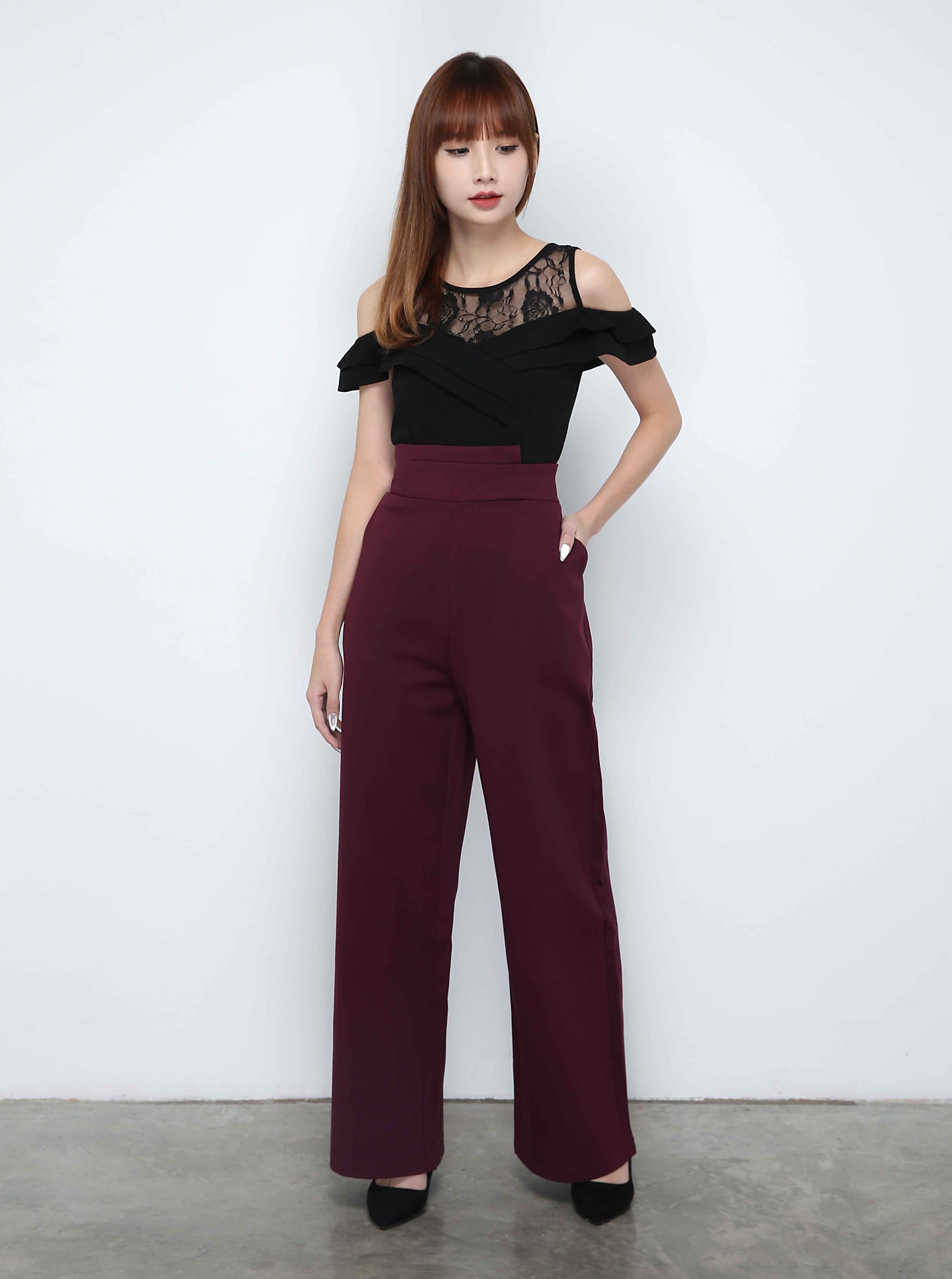 High Waist Side Pocket Long Pants 29446