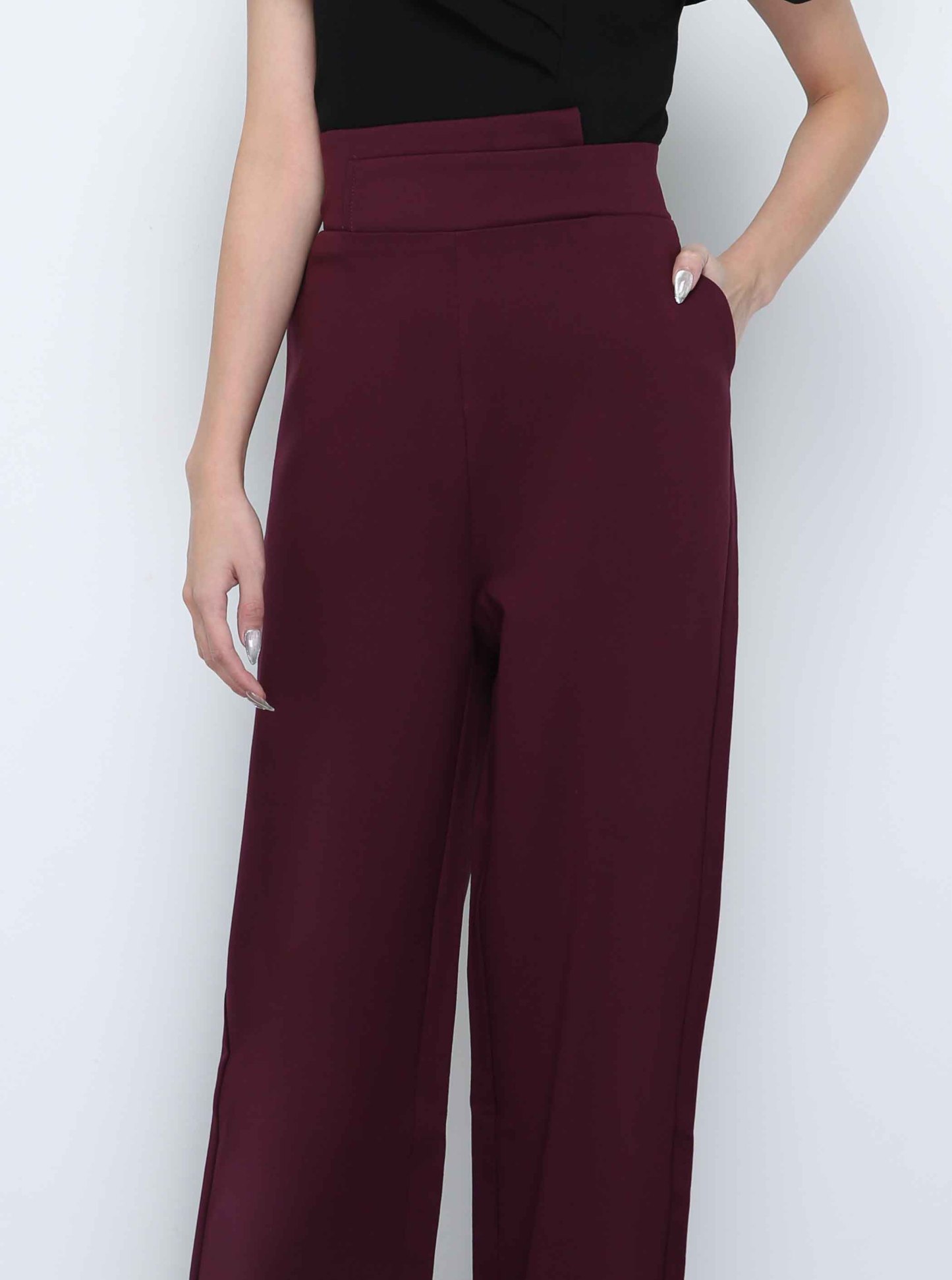 High Waist Side Pocket Long Pants 29446