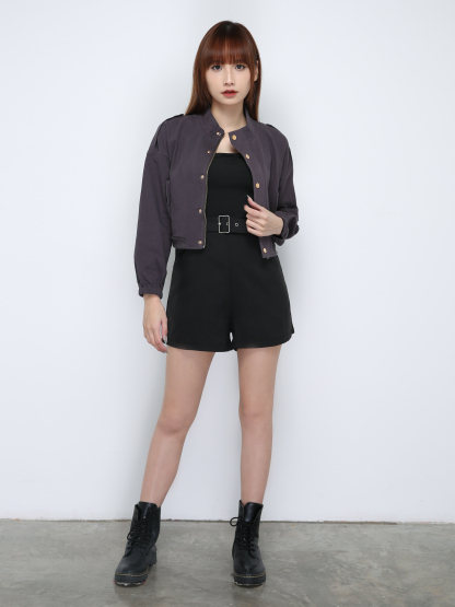 Front Button With Zip Long Sleeve Top 29202