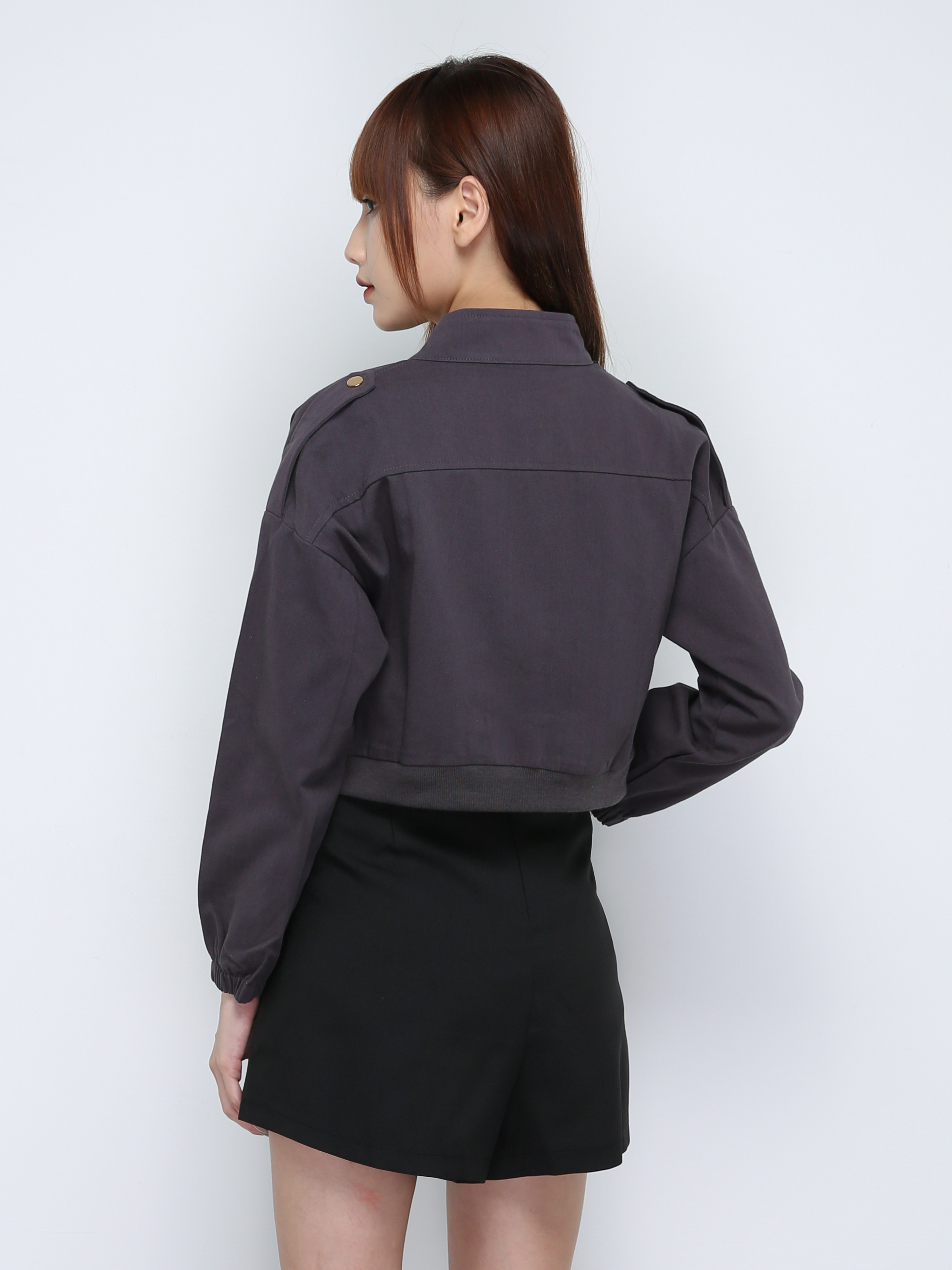 Front Button With Zip Long Sleeve Top 29202