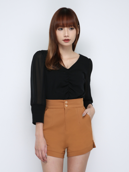 High Waist Side Pocket Short Pants 29076