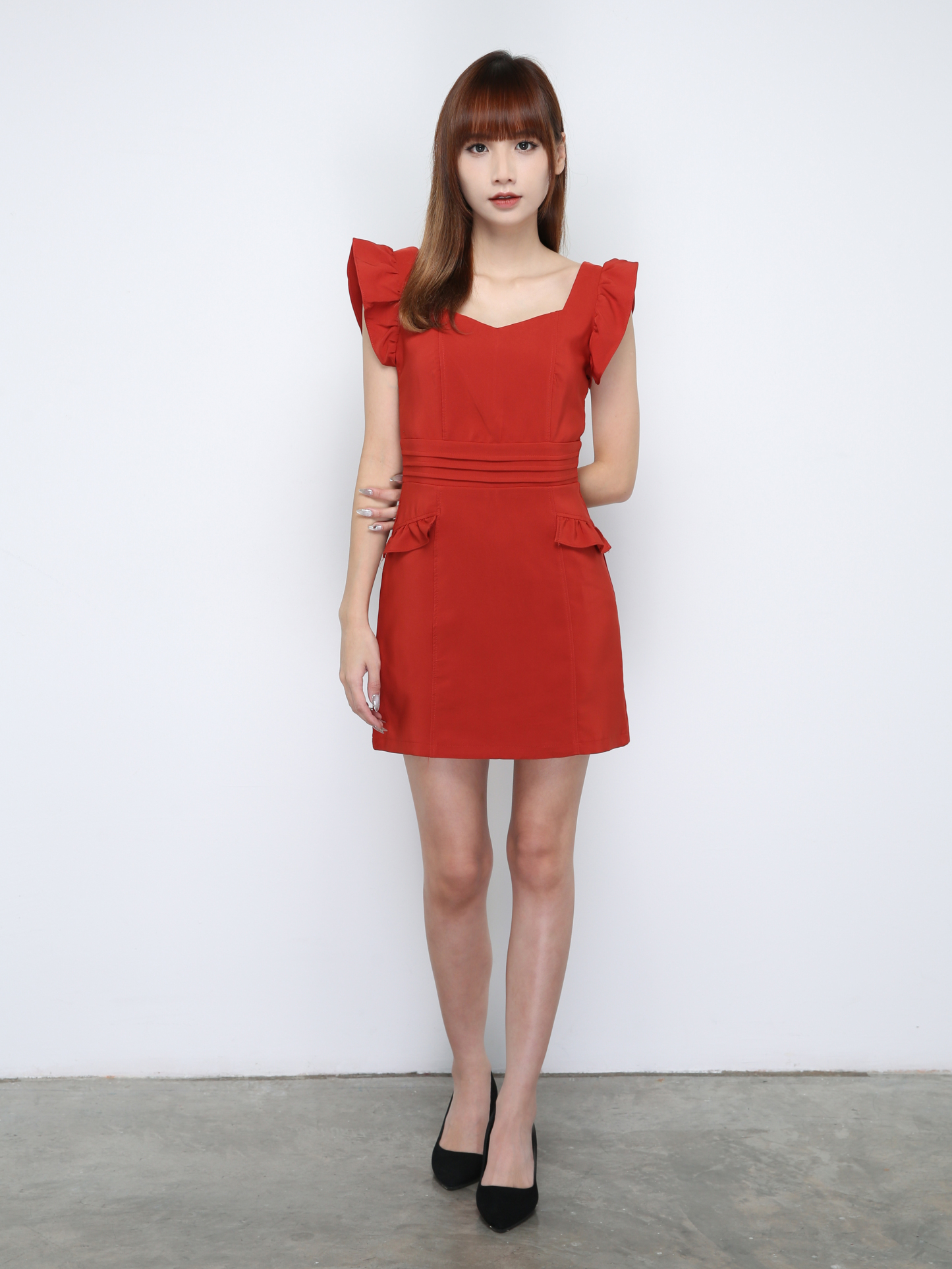 Sleeveless Back Zip Pleated Dress 29360