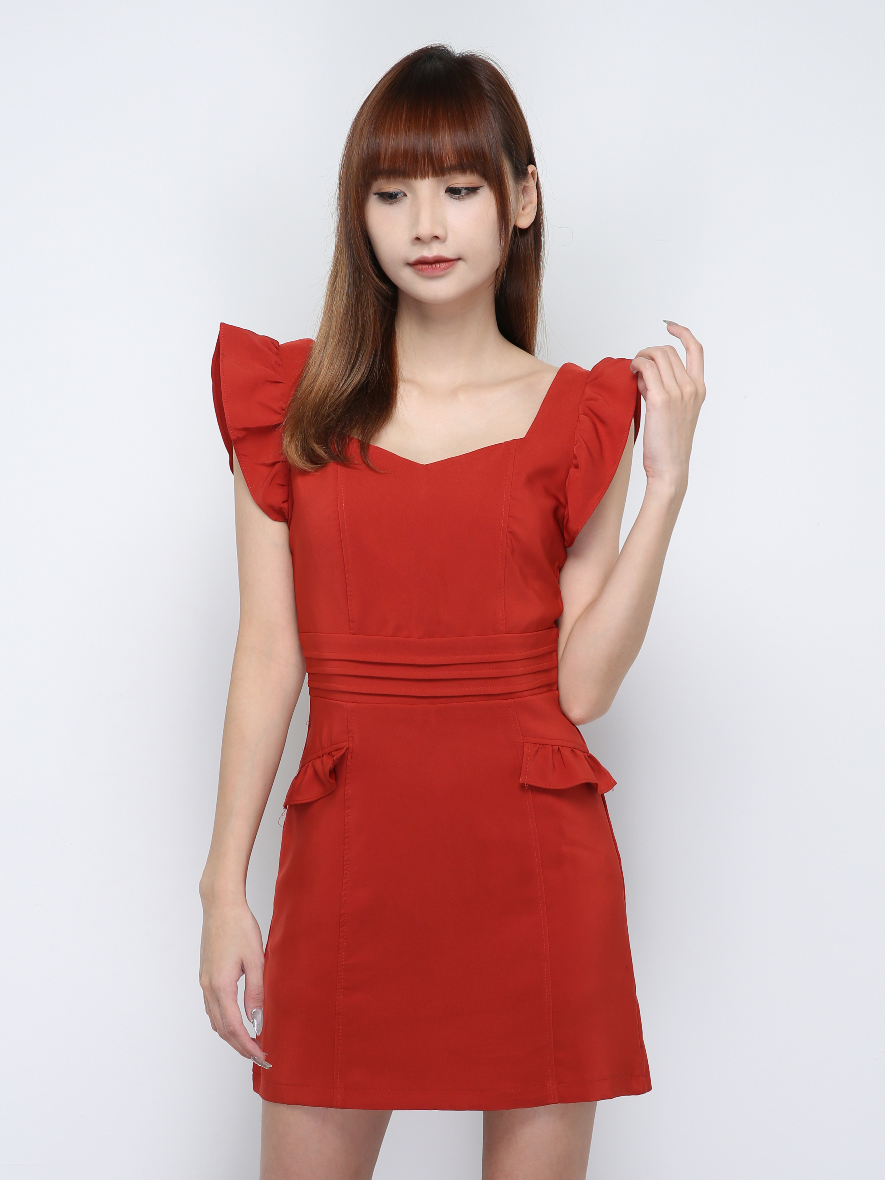 Sleeveless Back Zip Pleated Dress 29360