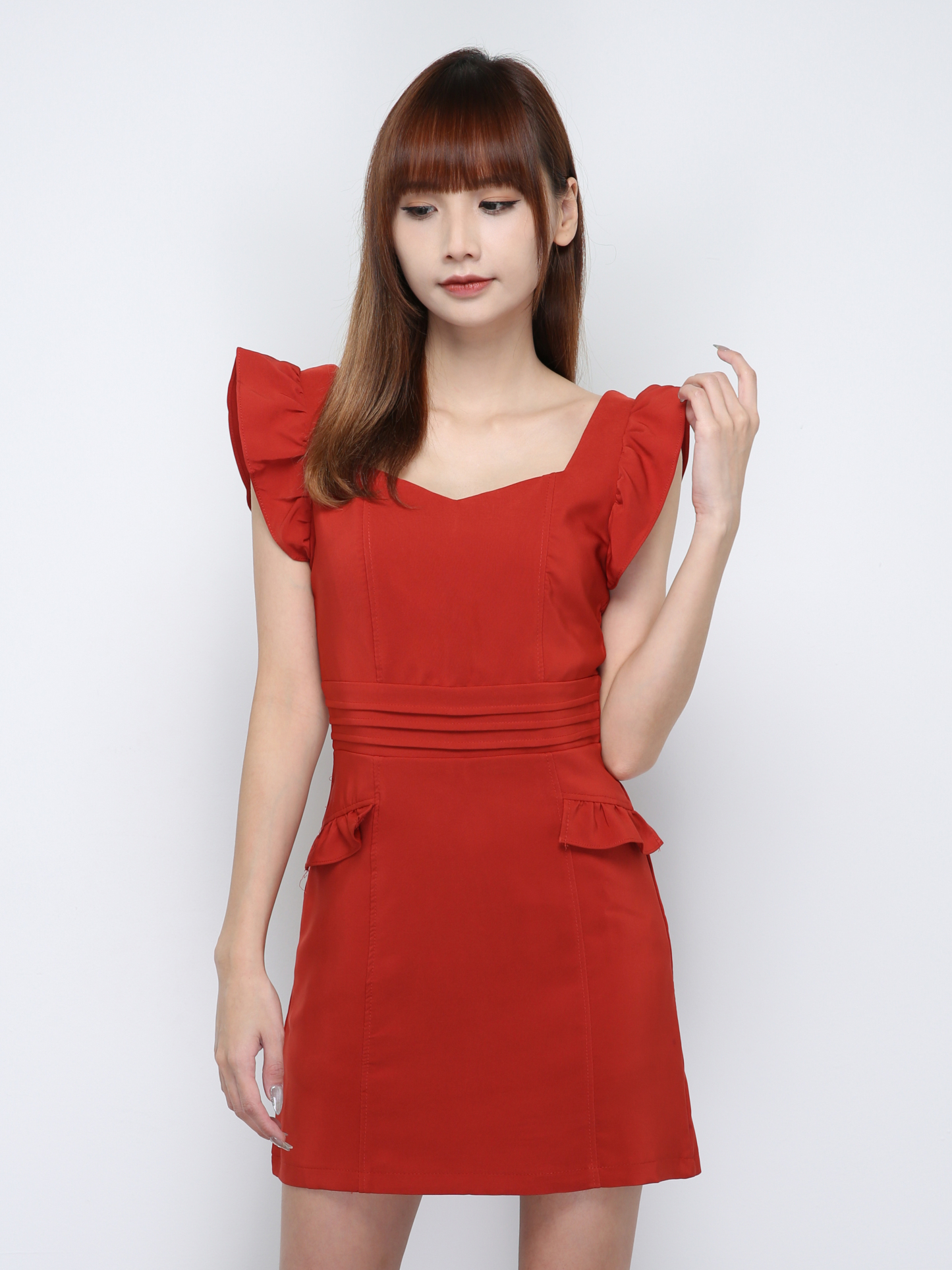 Sleeveless Back Zip Pleated Dress 29360