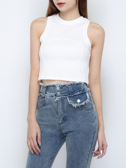 Sleeveless Crop Top 33341