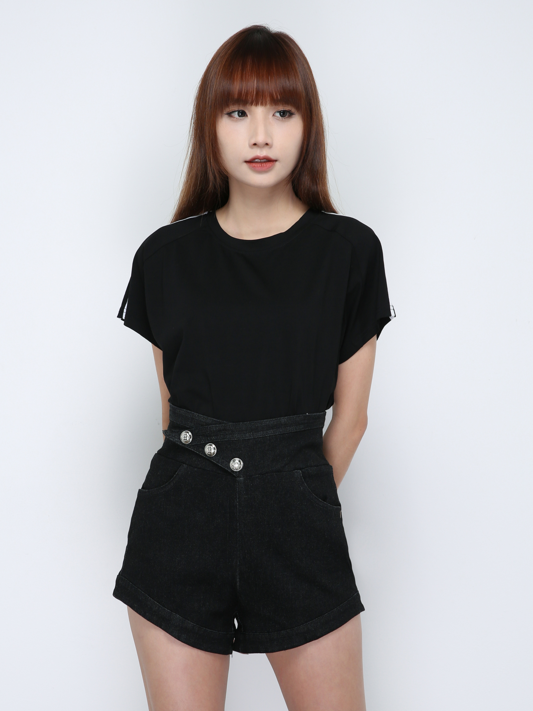 Denim Back Zip Front Button Short Pant 29381