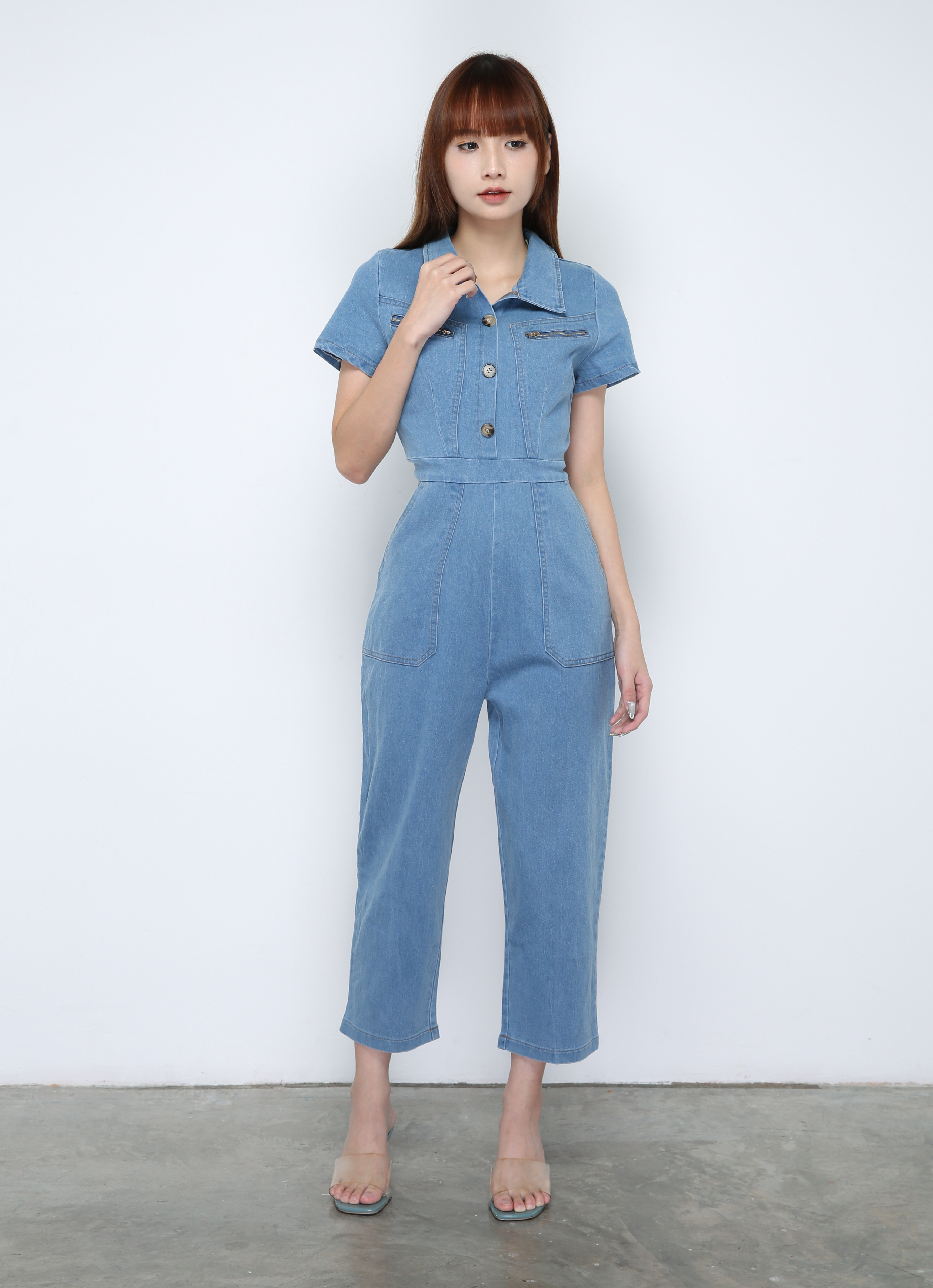 Denim Front Button Jumpsuit 29629