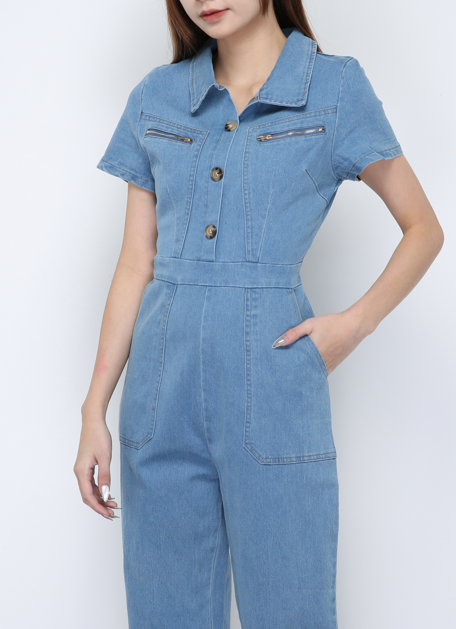 Denim Front Button Jumpsuit 29629