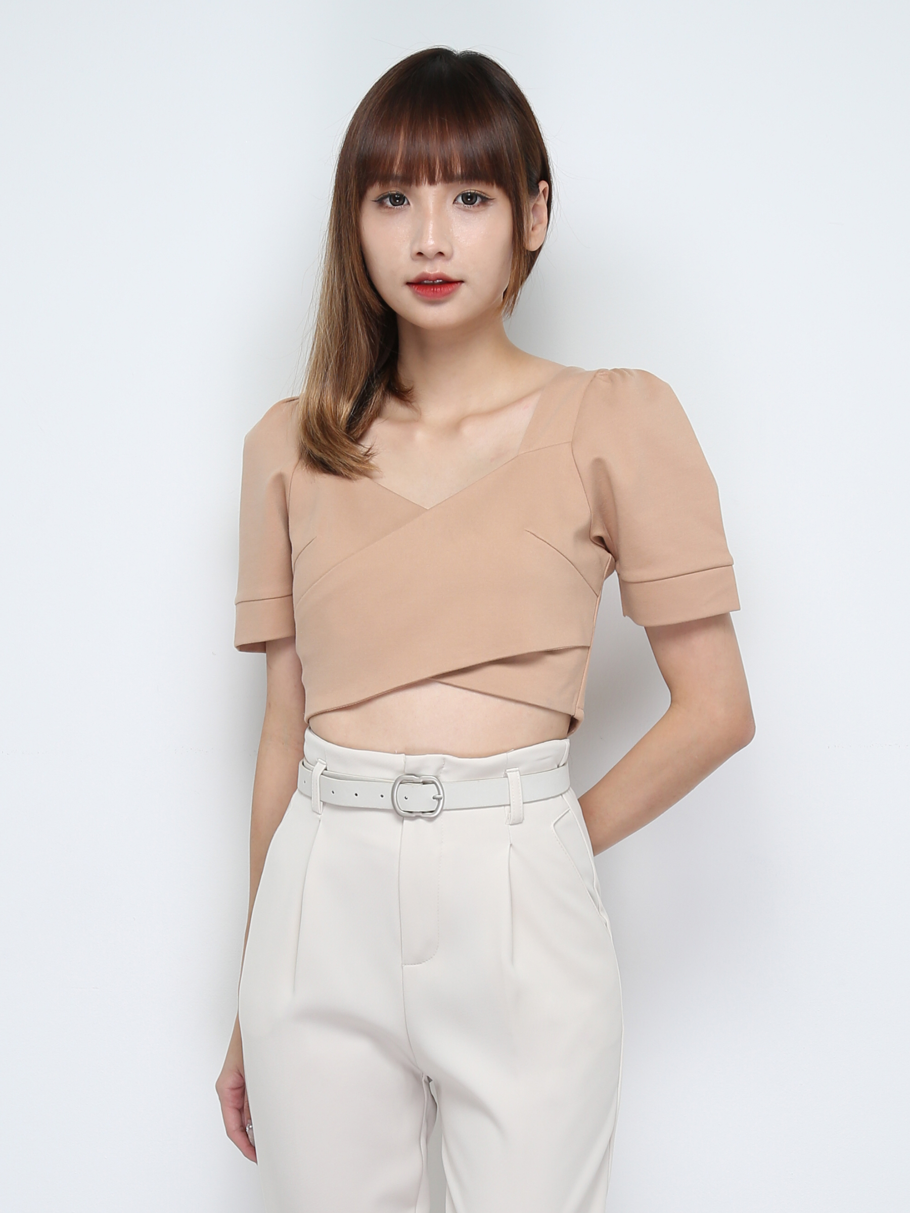 Short Sleeve Wrap Top 28712