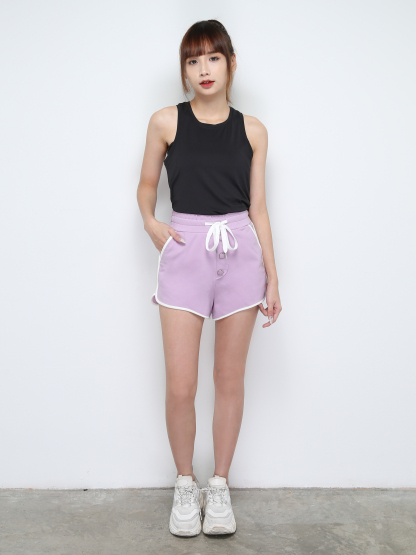 High Waist Front Button Short Pants 28413