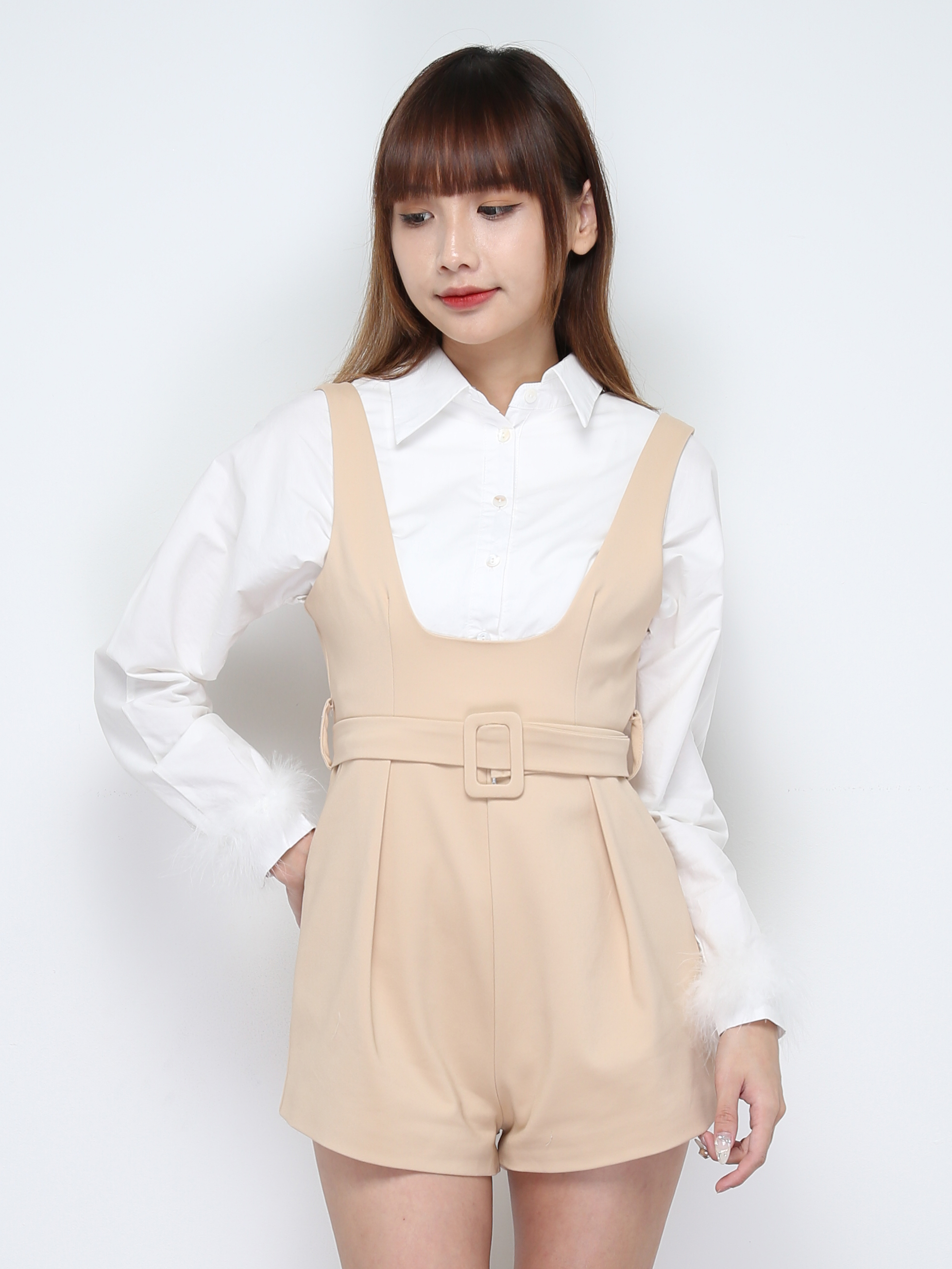 Collar Front Button Long Sleeve Top 28563