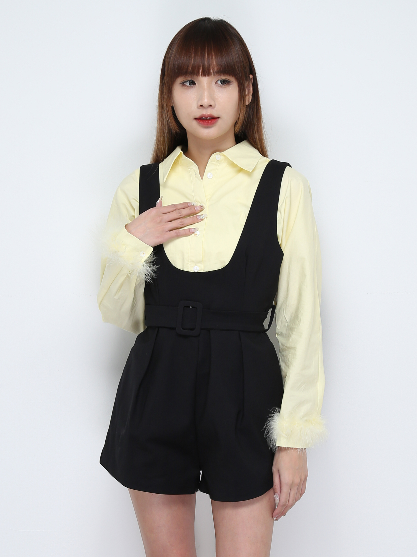 Collar Front Button Long Sleeve Top 28563