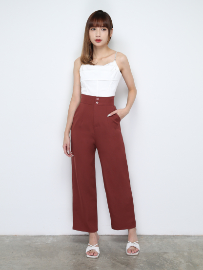 High Waist Side Pocket Long Pants 28710