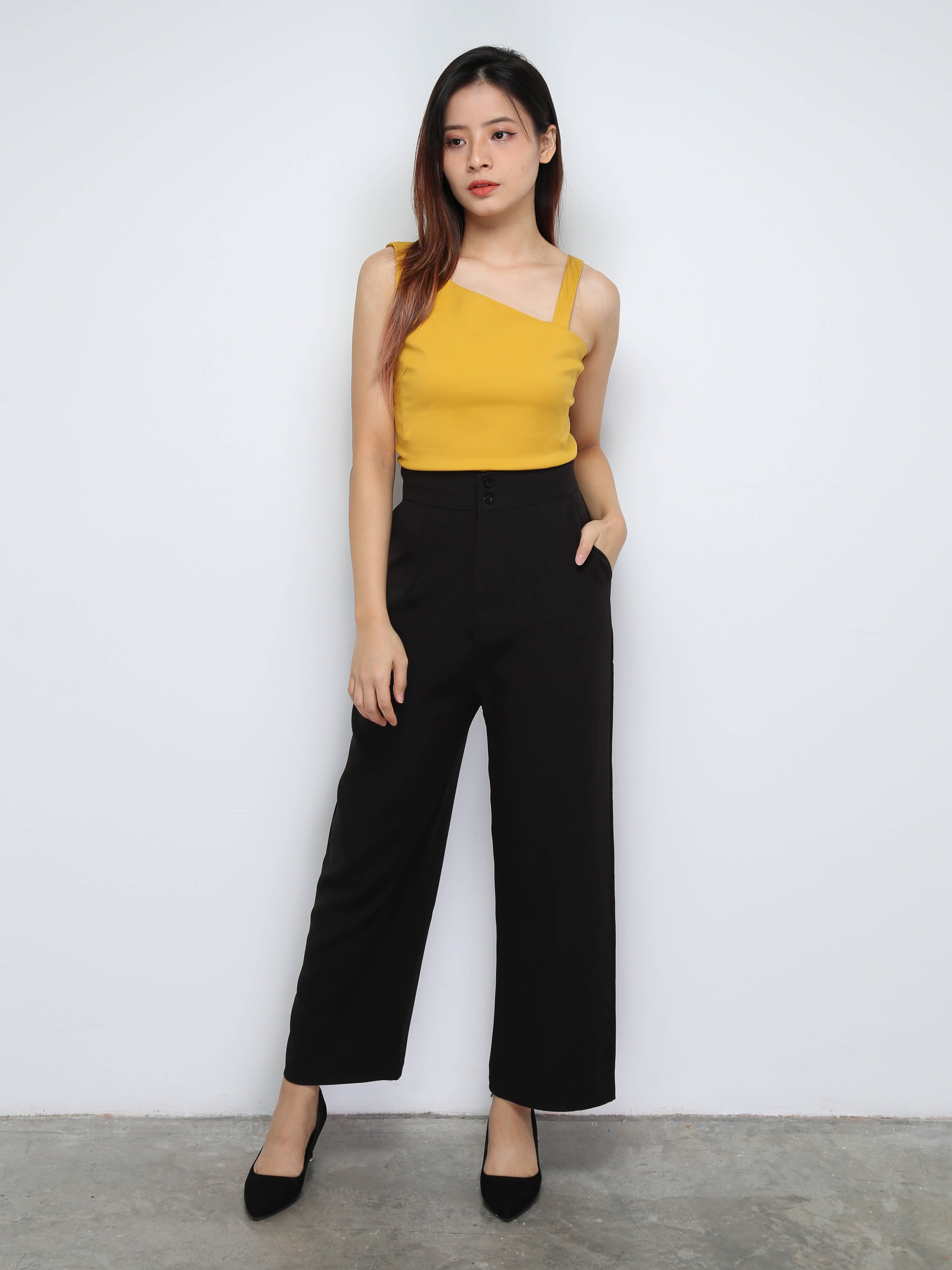 High Waist Side Pocket Long Pants 28710