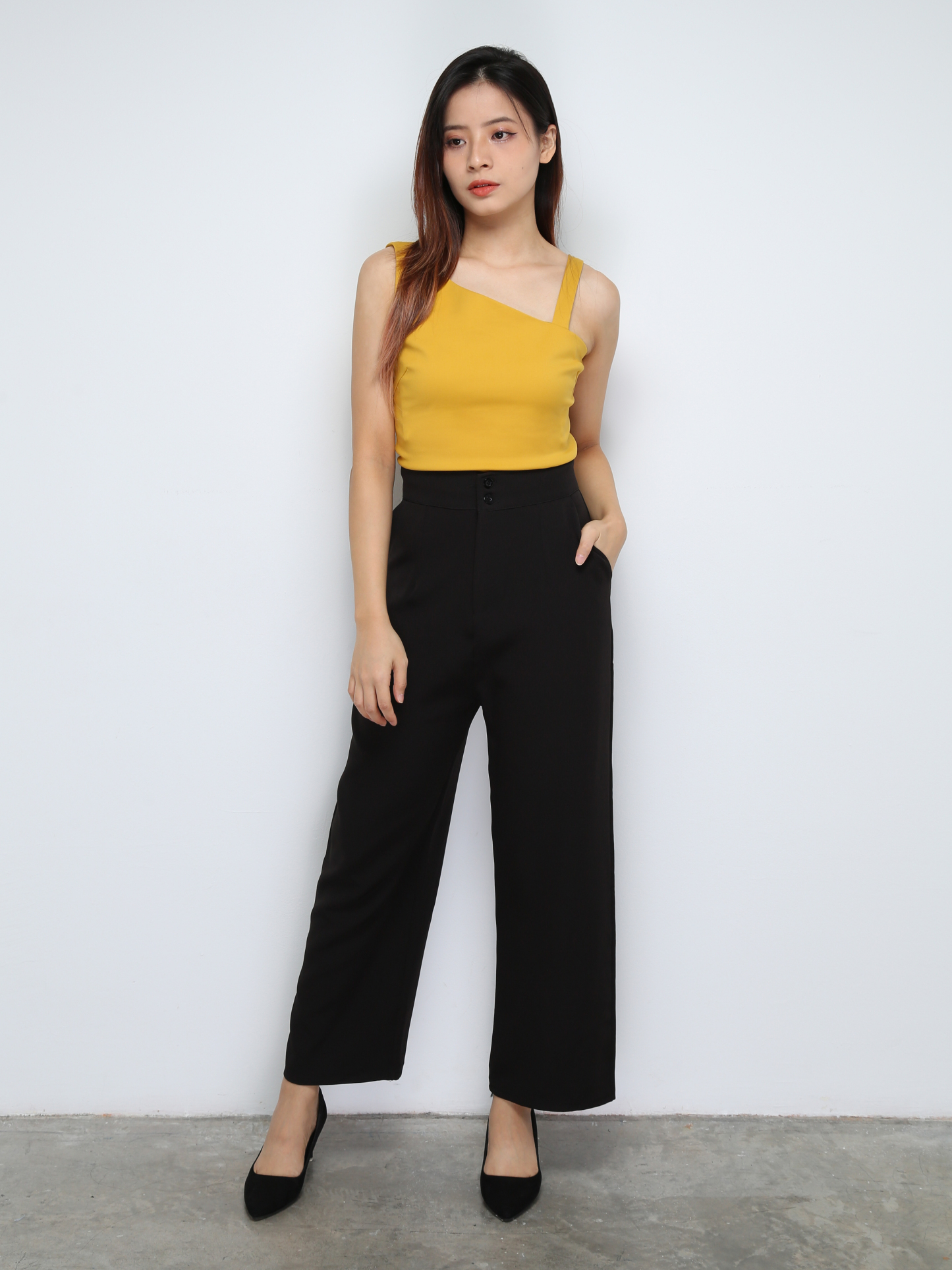 High Waist Side Pocket Long Pants 28710