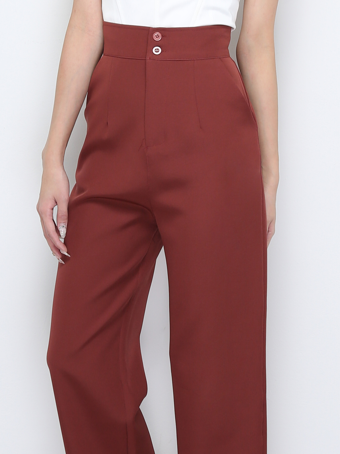 High Waist Side Pocket Long Pants 28710