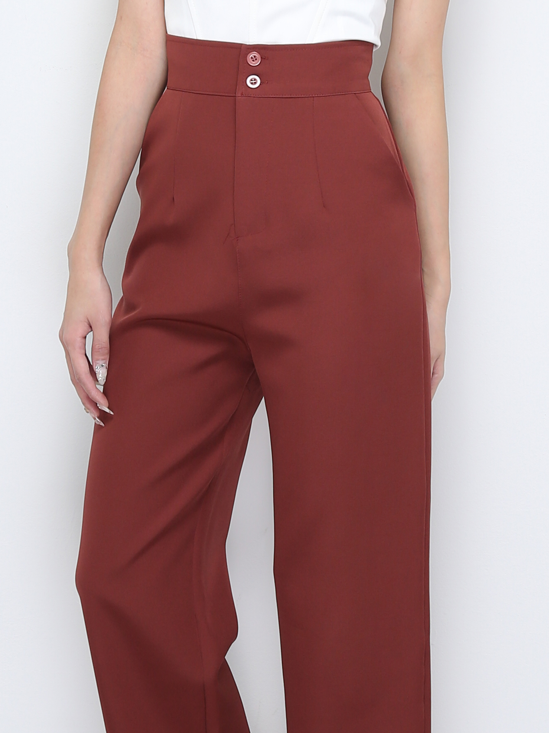 High Waist Side Pocket Long Pants 28710