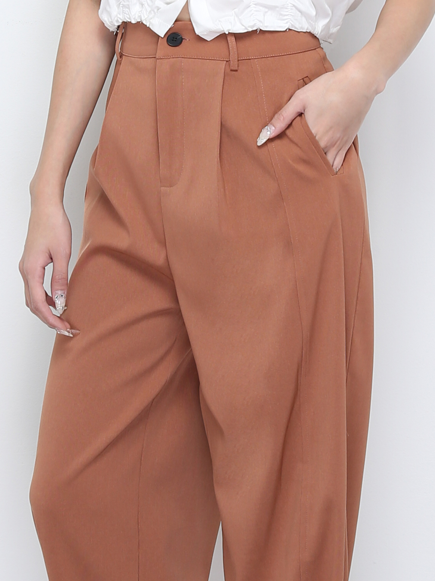 High Waist Side Pocket Long Pants 28550