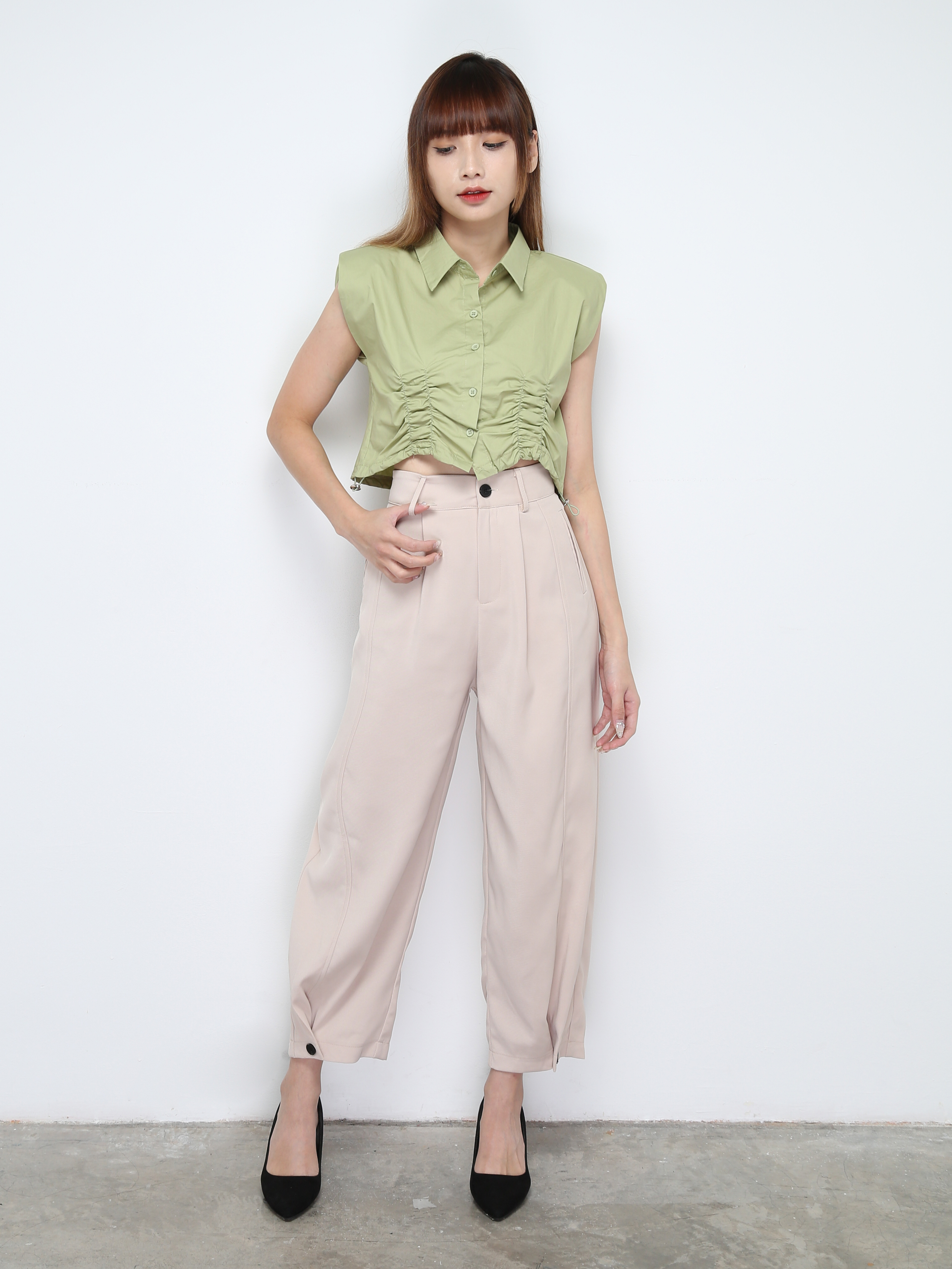 High Waist Side Pocket Long Pants 28550