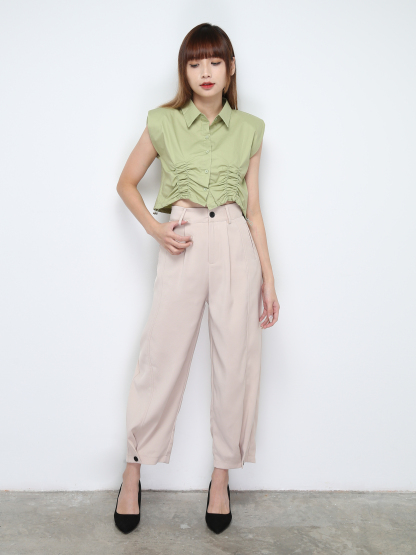 High Waist Side Pocket Long Pants 28550