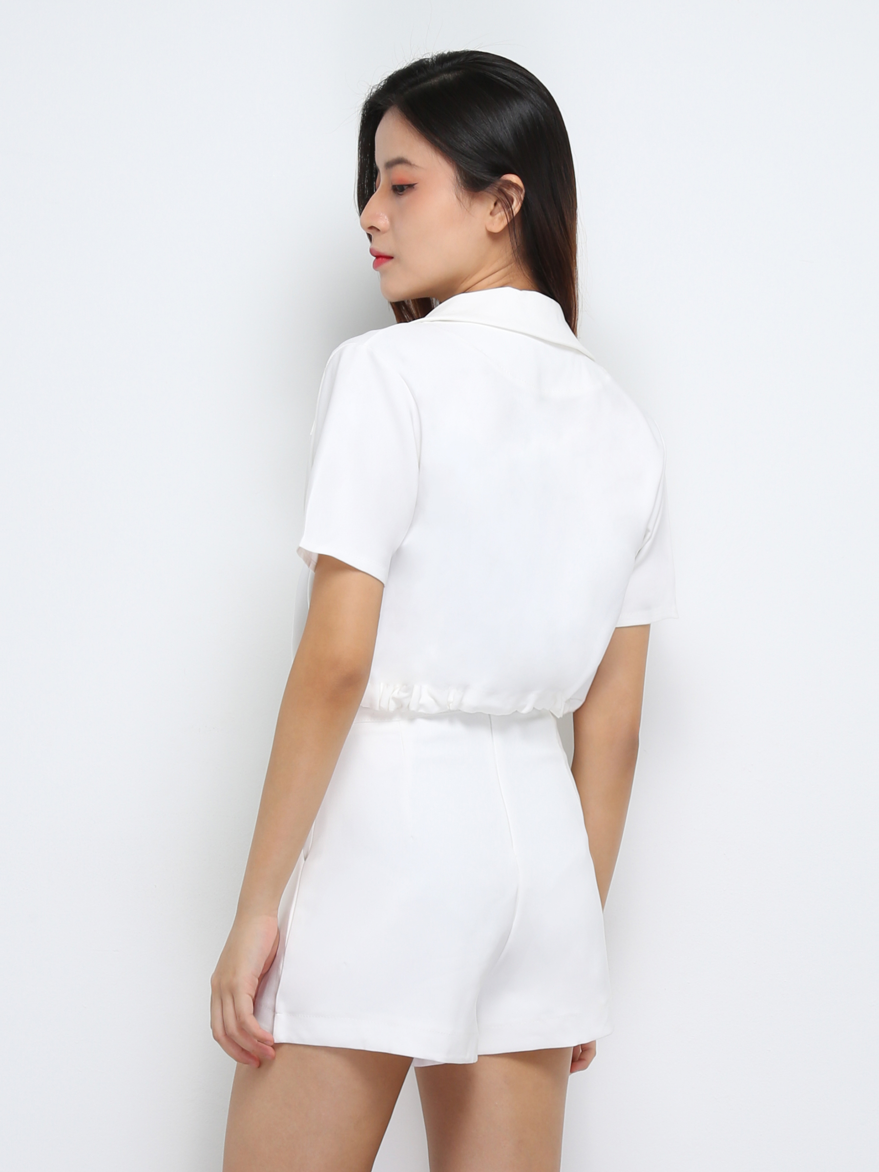 Waist Drawstring Top With Short pants Set 29398