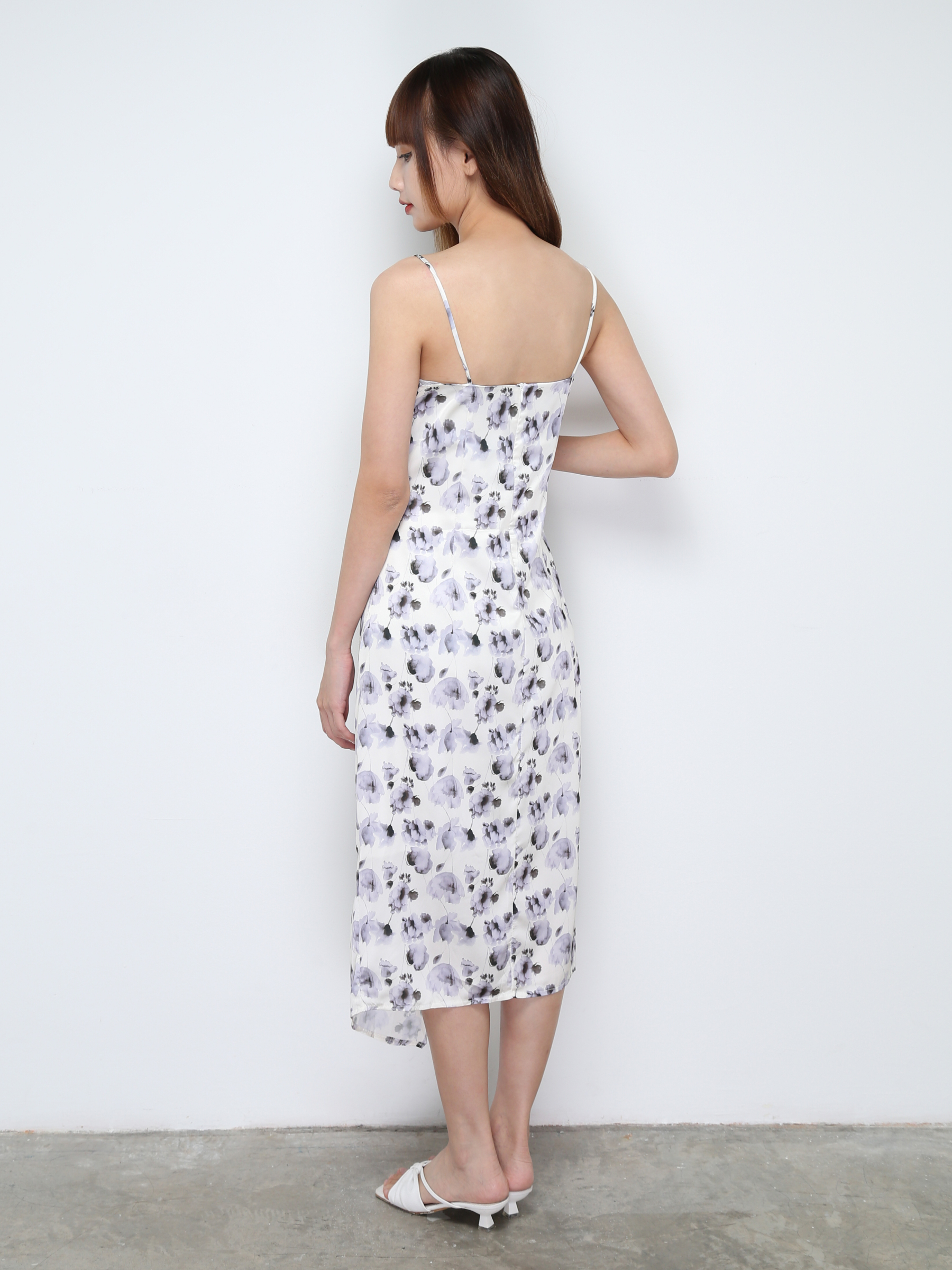 Sleeveless Floral With Side Pleated Dress 28566