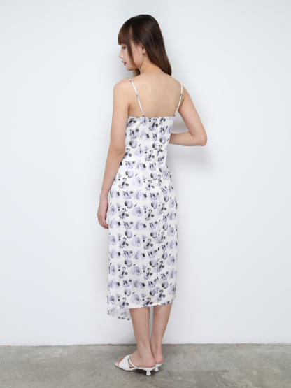 Sleeveless Floral With Side Pleated Dress 28566