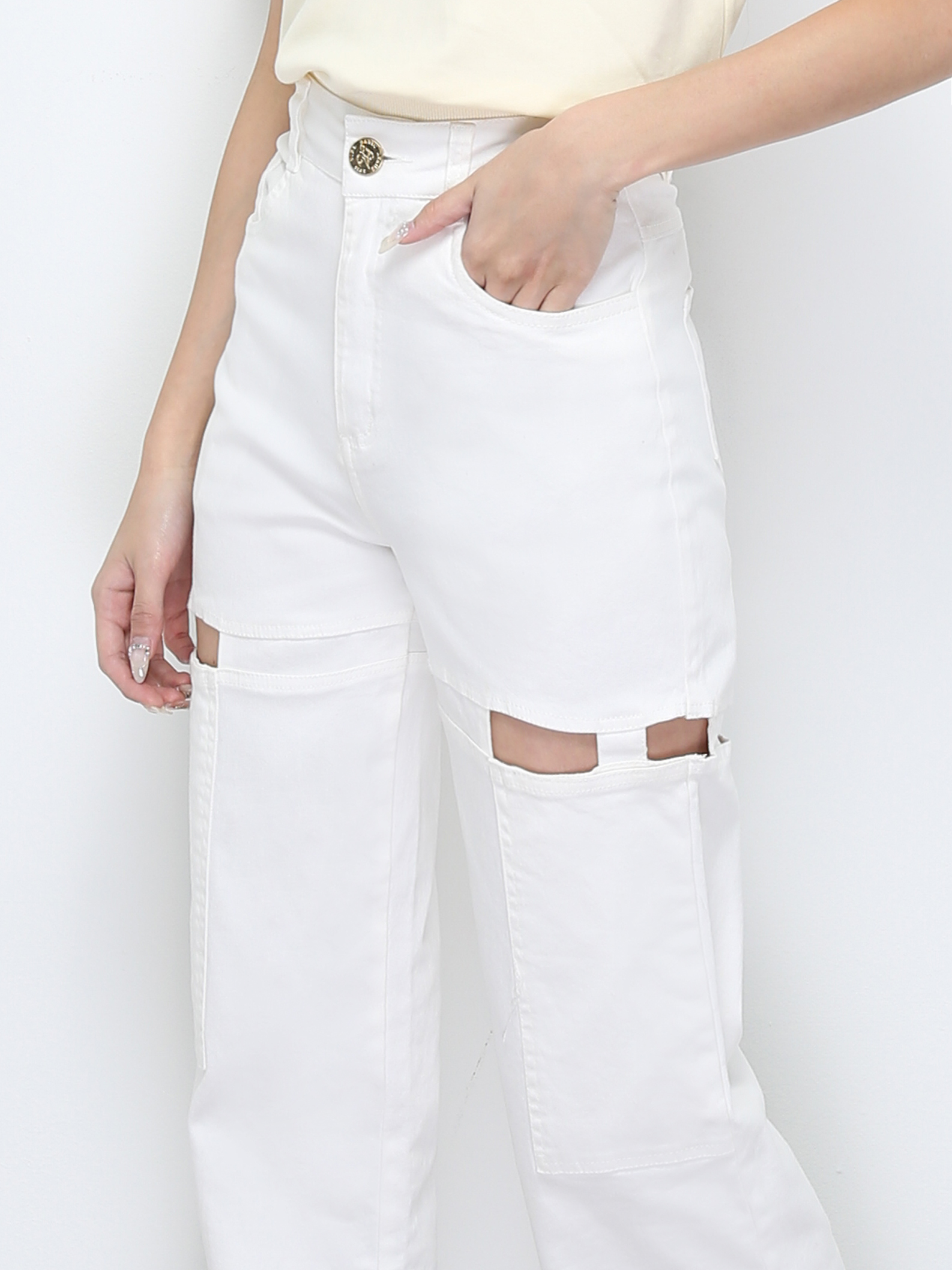 Side Hole Long Pants 28478